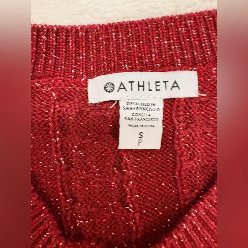 Athleta Crossroads Crew Sweater Red Metallic Size S - Picture 8 of 9